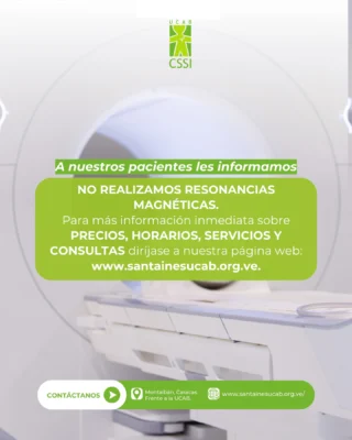 #InformaciónImportante

Les recordamos que no realizamos:

👉 Resonancias Magnéticas.

Revise nuestra página web para información detallada de nuestros servicios (www.santainesucab.org.ve), link directo en el perfil.

Estamos para servir.